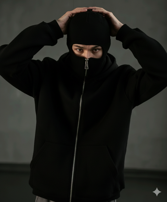 Men's Full Sleeves Zipper Hoodie with Mask